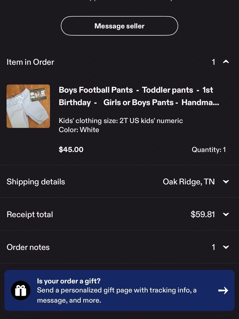 Handmade Toddler Football Costume Pants White 2T